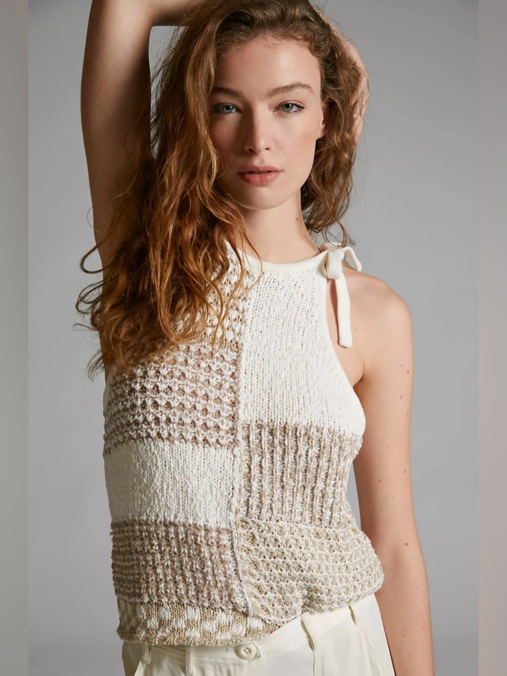 NWOT By Anthropologie Elliotte Lurex Sweater Open Knit Tank